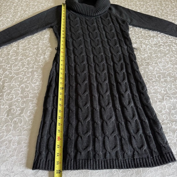 Calvin Klein Charcoal Grey Cowl Neck Belted Cable Knit Sweater Dress - Picture 14 of 16